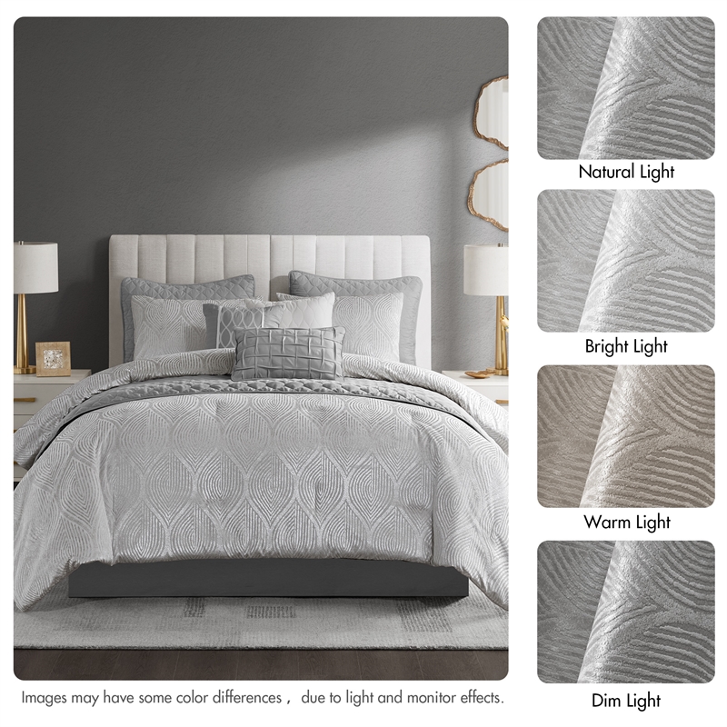 Olliix Madison Park Queen PolyesterComforter Set in  Grey