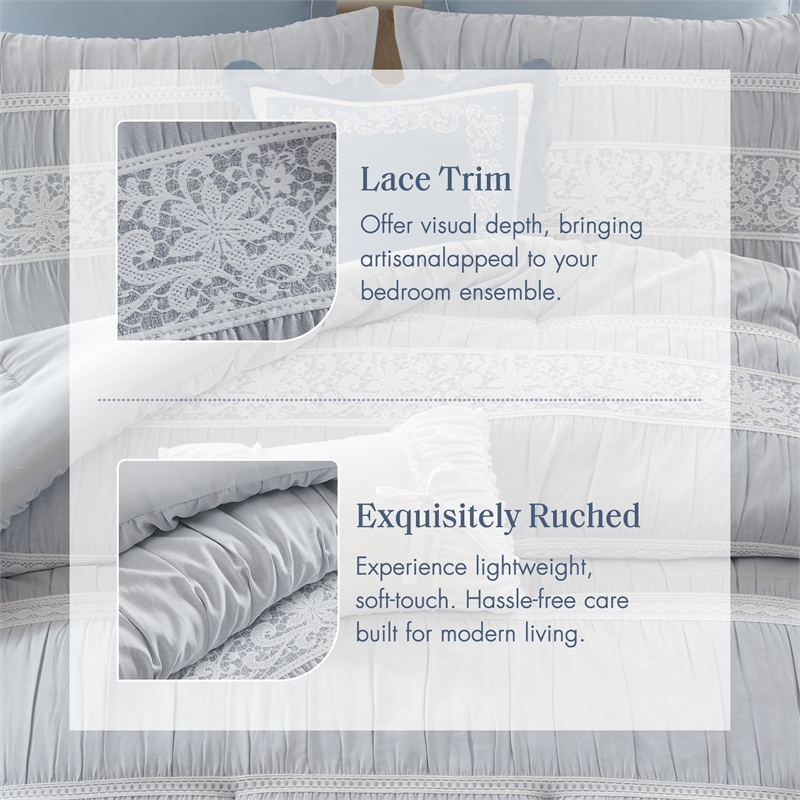 Olliix Madison Park Queen PolyesterComforter Set in  Blue
