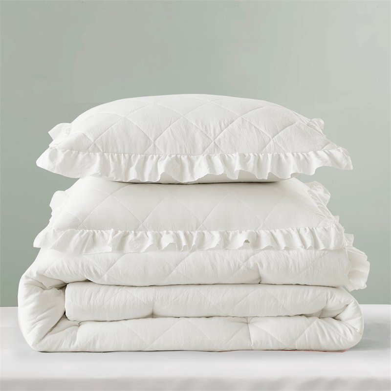 Olliix Comfort Spaces King/Cal King Microfiber Comforter Set in  Ivory