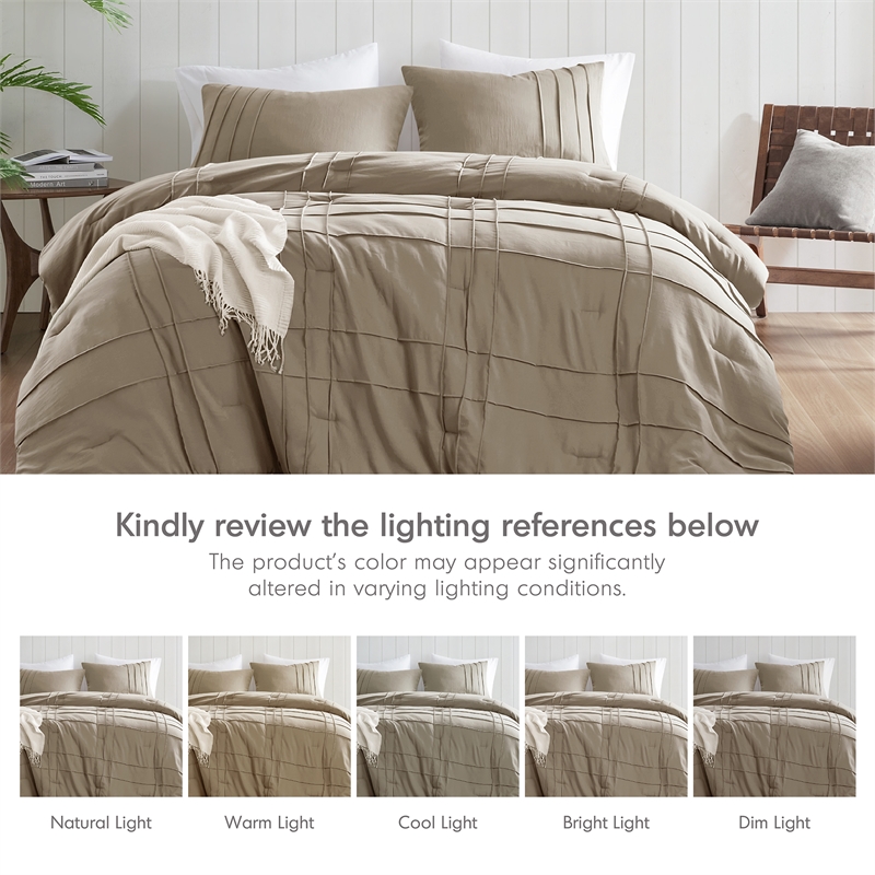 Olliix Comfort Spaces King Microfiber Comforter Set in  Khaki