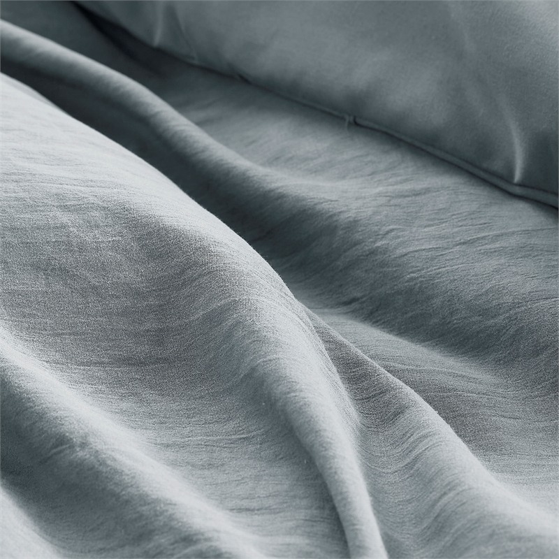 Olliix Comfort Spaces Twin/Twin XL Microfiber Comforter Set in  Blue/Grey