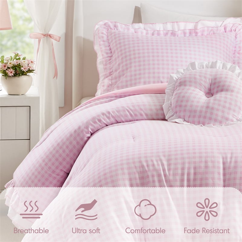 Olliix Intelligent Design Twin/Twin XL Microfiber Comforter Set in  Pink