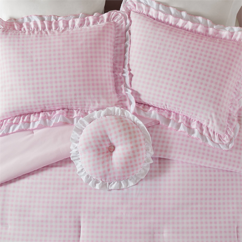 Olliix Intelligent Design Full/Queen Microfiber Comforter Set in  Pink