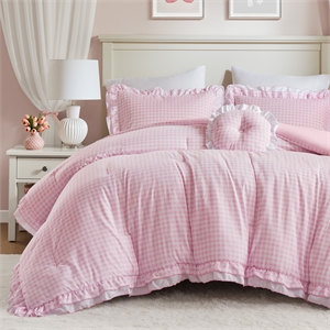 Olliix Intelligent Design Full/Queen Microfiber Comforter Set in  Pink