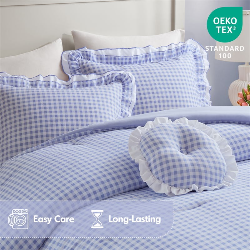 Olliix Intelligent Design Full/Queen Microfiber Comforter Set in  Blue
