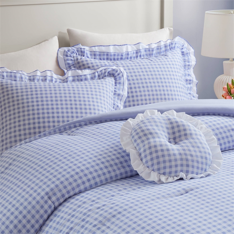 Olliix Intelligent Design Full/Queen Microfiber Comforter Set in  Blue