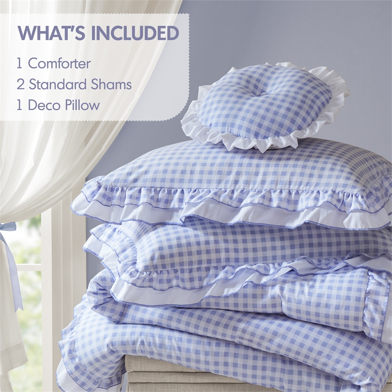Olliix Intelligent Design Full/Queen Microfiber Comforter Set in  Blue