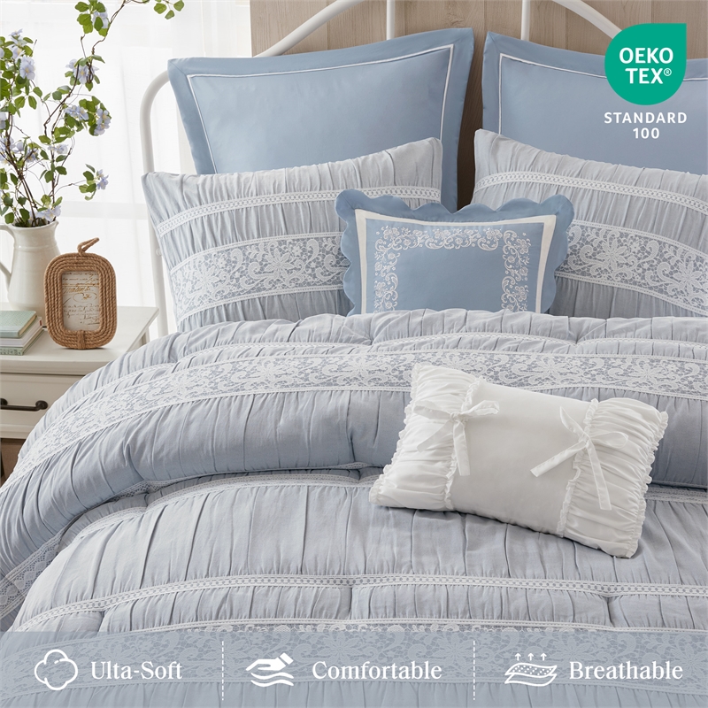 Olliix Madison Park King PolyesterComforter Set in  Blue