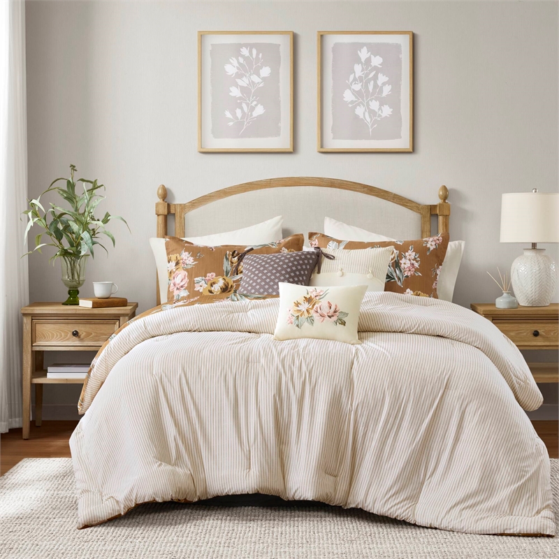 Olliix Madison Park King Cotton Comforter Set in  Terracotta