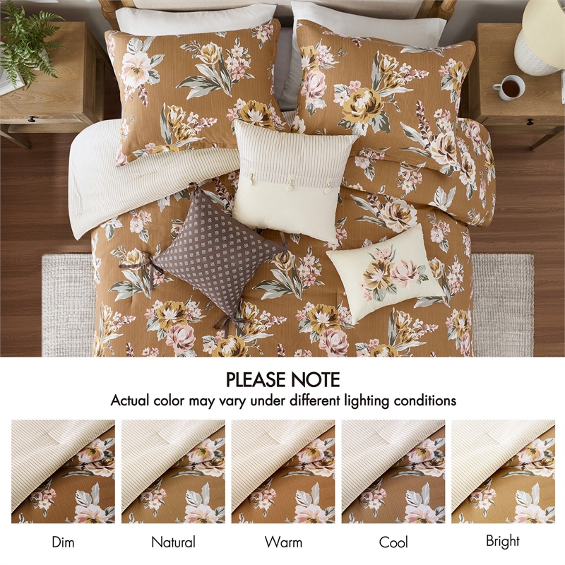 Olliix Madison Park King Cotton Comforter Set in  Terracotta