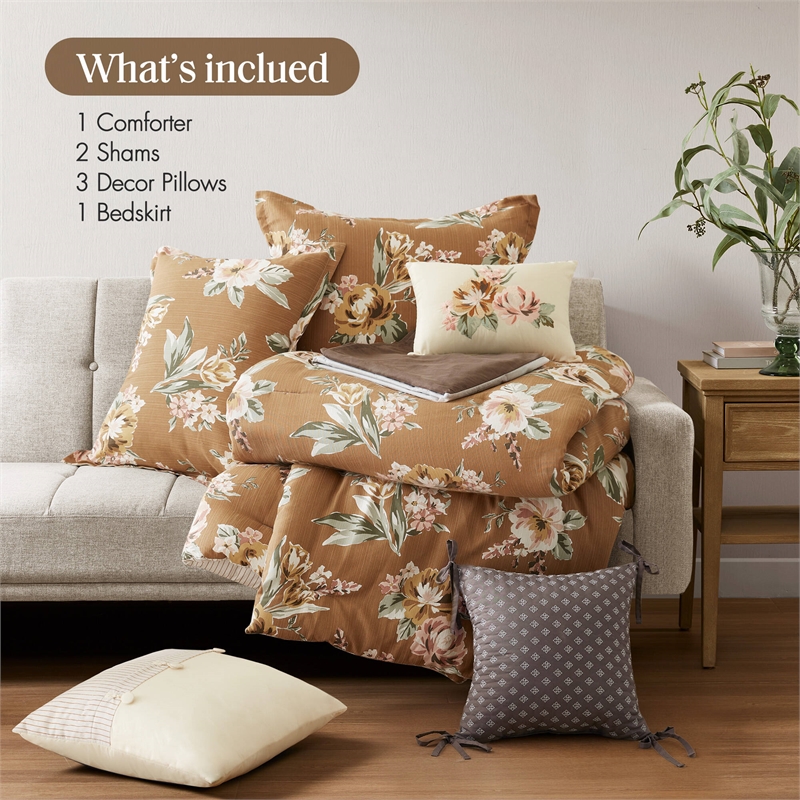 Olliix Madison Park Cal King Cotton Comforter Set in  Terracotta