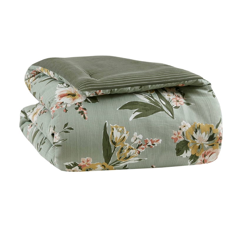 Olliix Madison Park Queen Cotton Comforter Set in  Green