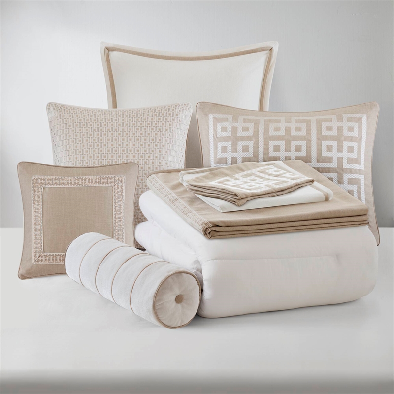 Olliix Madison Park Signature Queen Polyester Comforter Set in  Taupe
