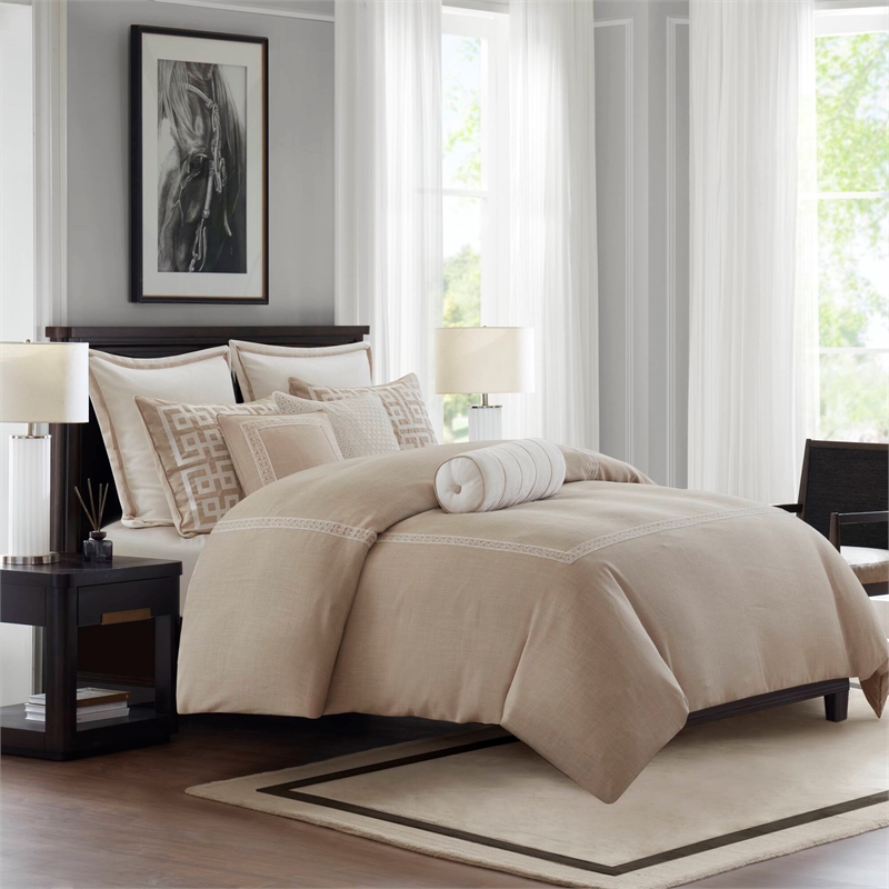 Olliix Madison Park Signature Queen Polyester Comforter Set in  Taupe