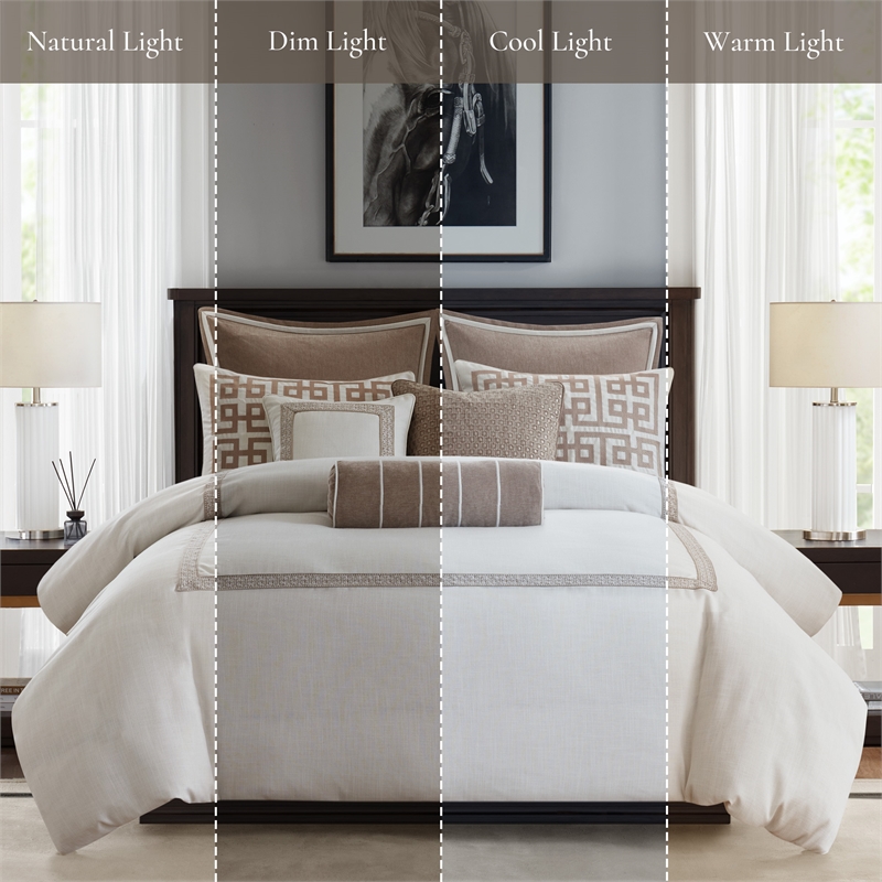 Olliix Madison Park Signature King Polyester Comforter Set in  Tan/Ivory