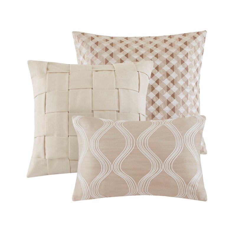 Olliix Madison Park Signature King Polyester Comforter Set in  Tan/Ivory
