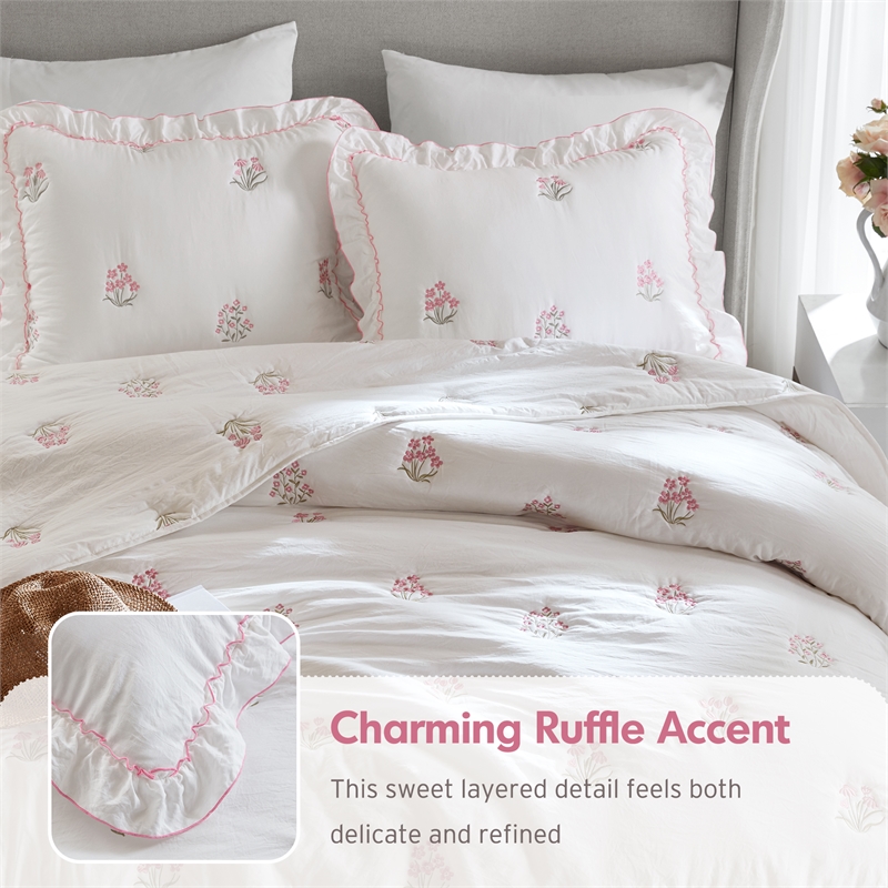 Olliix Intelligent Design Full/Queen Microfiber Quilt Set in  Pink