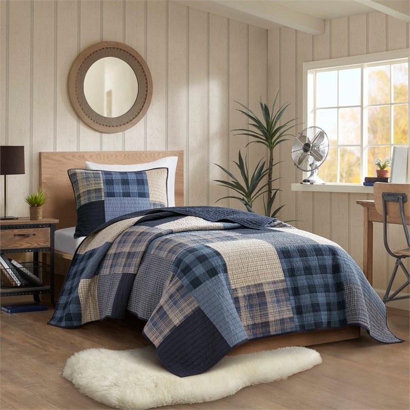 Olliix Woolrich Twin/Twin XL Cotton Quilt Set in  Blue