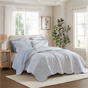 Olliix Madison Park King Microfiber Quilt Set in  Blue