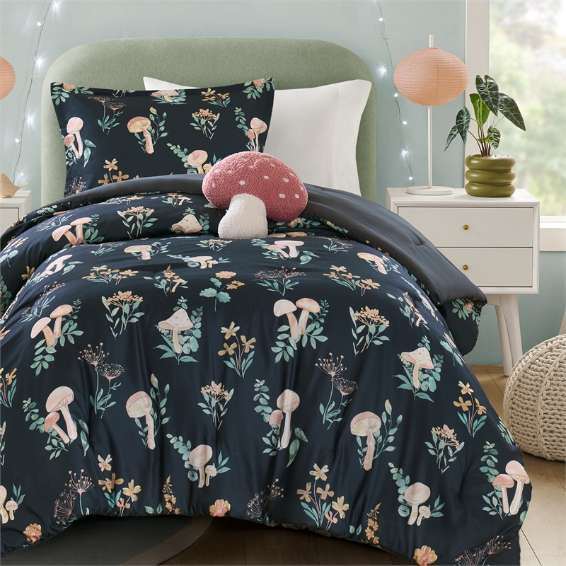 Olliix Intelligent Design Twin/Twin XL Microfiber Comforter Set in  Navy