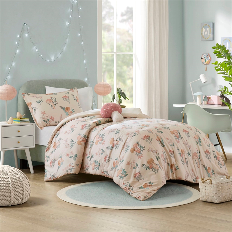 Olliix Intelligent Design Twin/Twin XL Microfiber Comforter Set in  Blush