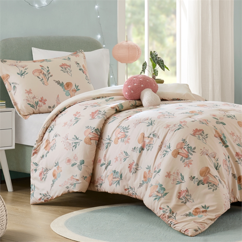 Olliix Intelligent Design Twin/Twin XL Microfiber Comforter Set in  Blush