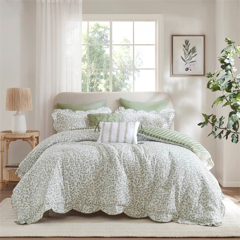 Olliix Madison Park King Polyester Comforter Set in  Sage Green