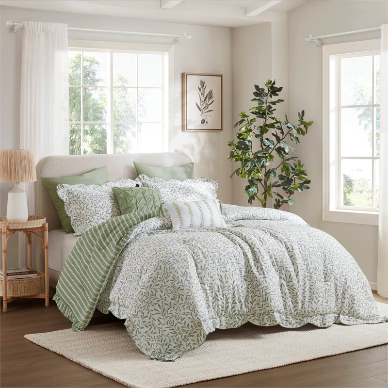 Olliix Madison Park King Polyester Comforter Set in  Sage Green