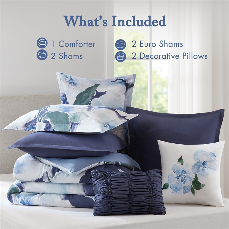 Olliix Madison Park Cal King Cotton Comforter Set in  Blue