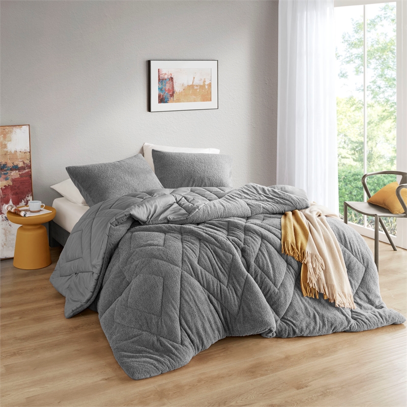 Olliix Comfort Spaces King/Cal King Microfiber Comforter Set in Gray