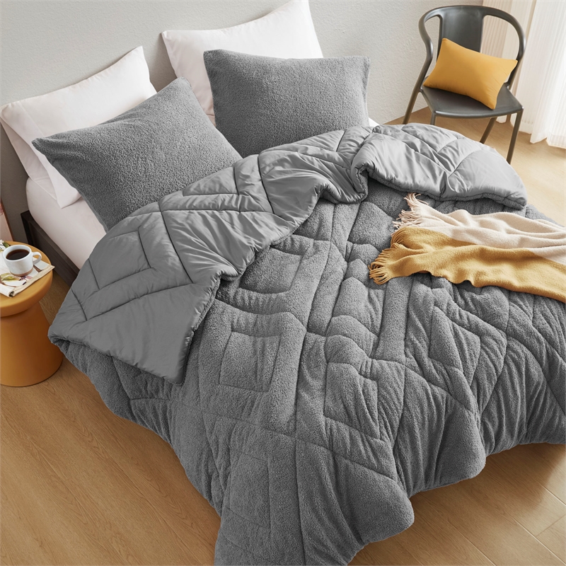 Olliix Comfort Spaces King/Cal King Microfiber Comforter Set in Gray