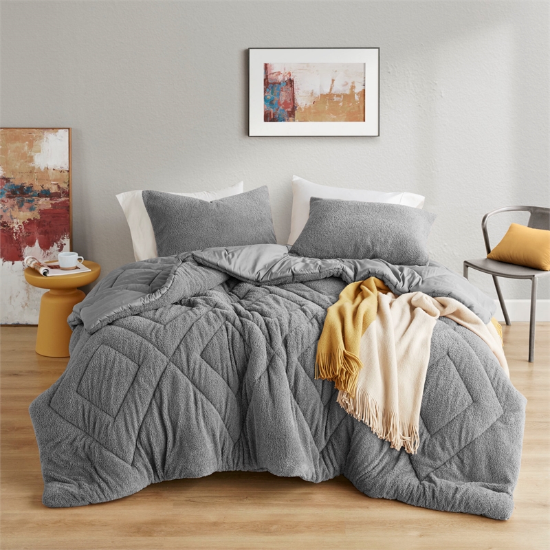 Olliix Comfort Spaces King/Cal King Microfiber Comforter Set in Gray
