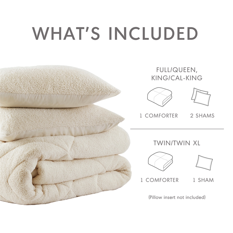 Olliix Comfort Spaces King/Cal King Microfiber Comforter Set in Ivory