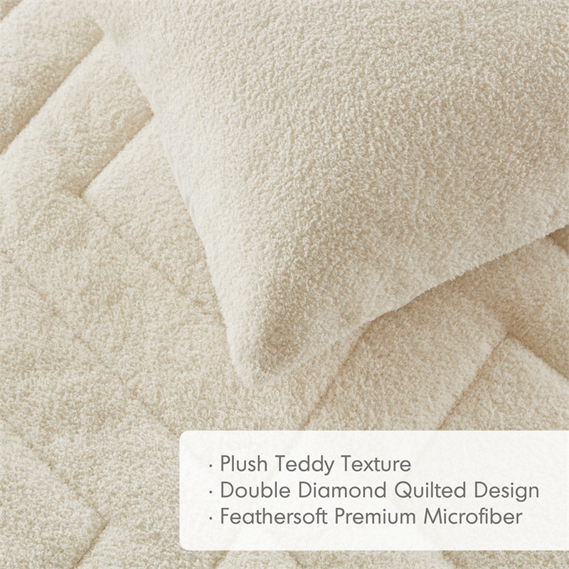Olliix Comfort Spaces King/Cal King Microfiber Comforter Set in Ivory