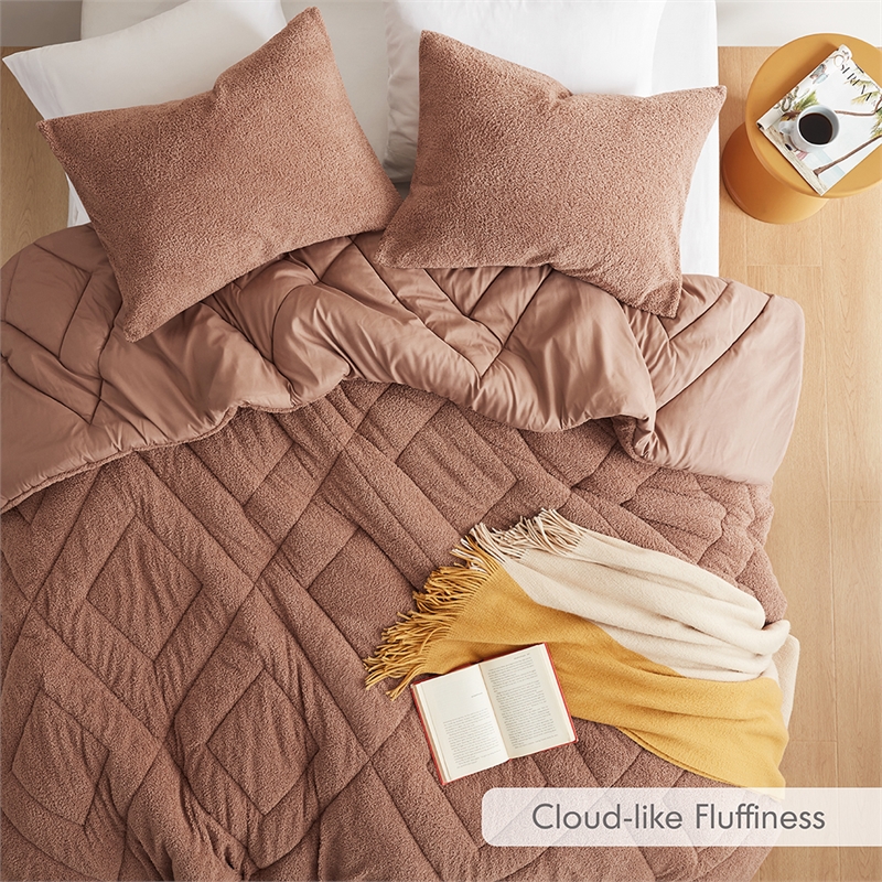 Olliix Comfort Spaces King/Cal King Microfiber Comforter Set in Brown
