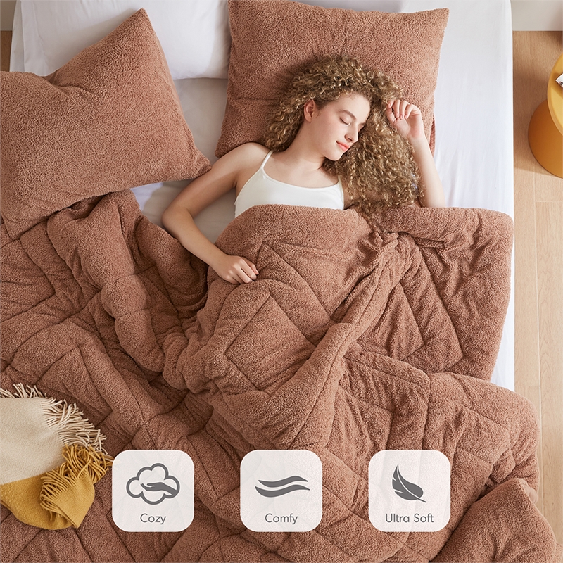 Olliix Comfort Spaces King/Cal King Microfiber Comforter Set in Brown
