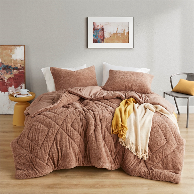 Olliix Comfort Spaces King/Cal King Microfiber Comforter Set in Brown