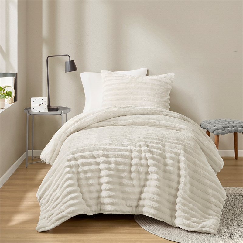 Olliix Intelligent Design Twin/Twin XL Microfiber Comforter Set in Ivory