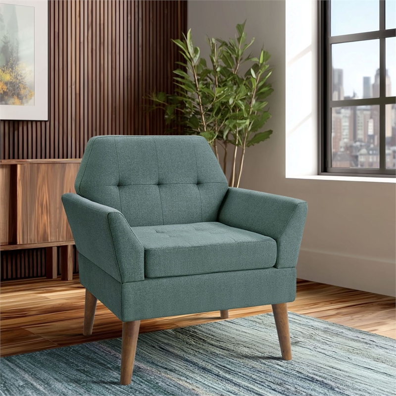 Olliix 510 Design One Size Wood Accent Chair in Blue
