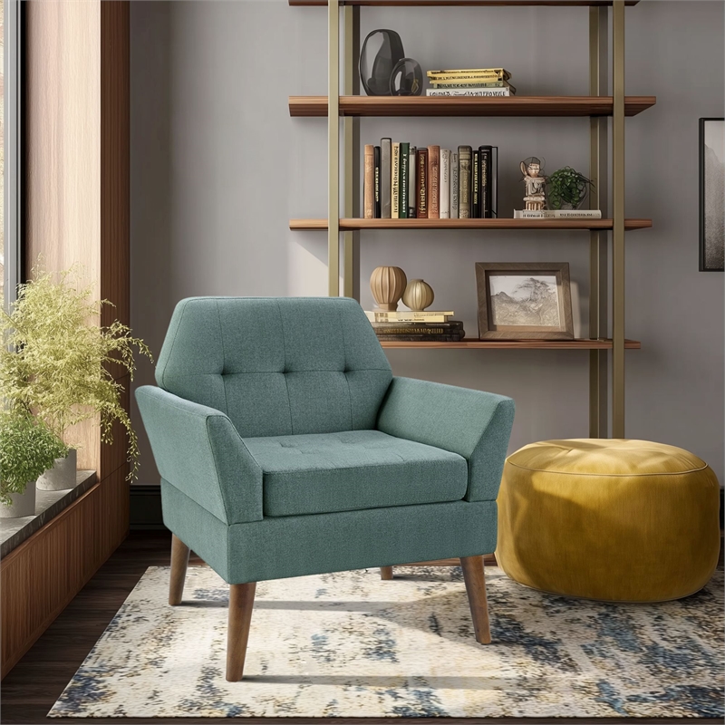Olliix 510 Design One Size Wood Accent Chair in Blue
