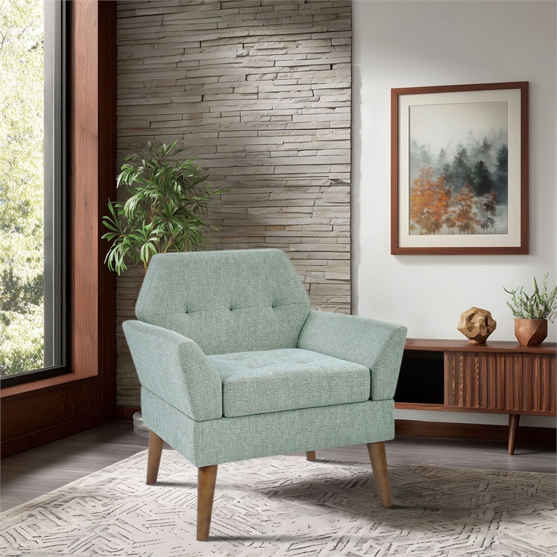 Olliix 510 Design One Size Wood Accent Chair in Teal