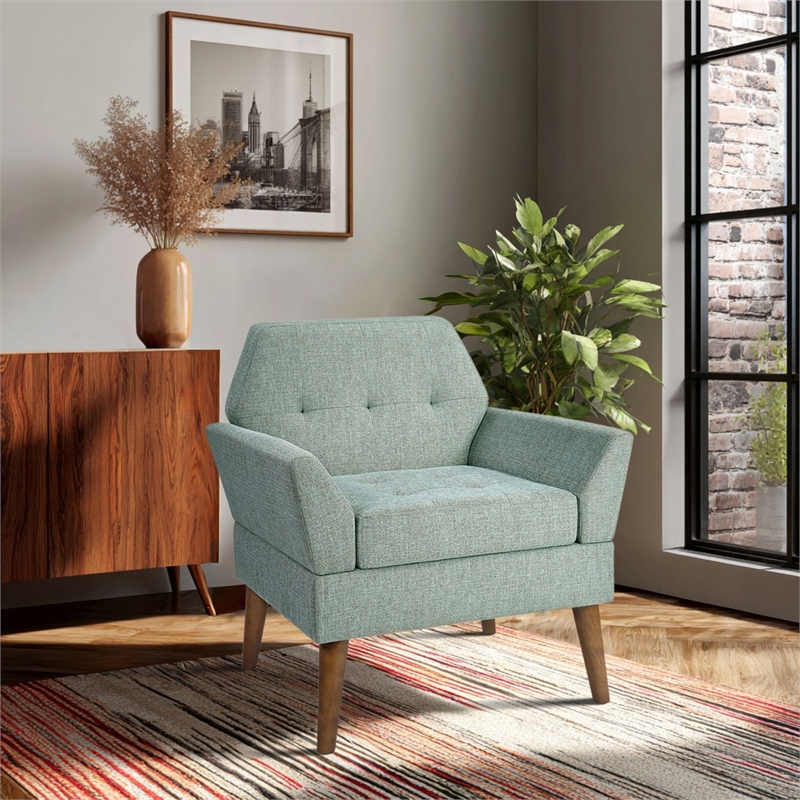 Olliix 510 Design One Size Wood Accent Chair in Teal