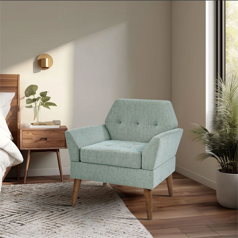 Olliix 510 Design One Size Wood Accent Chair in Teal