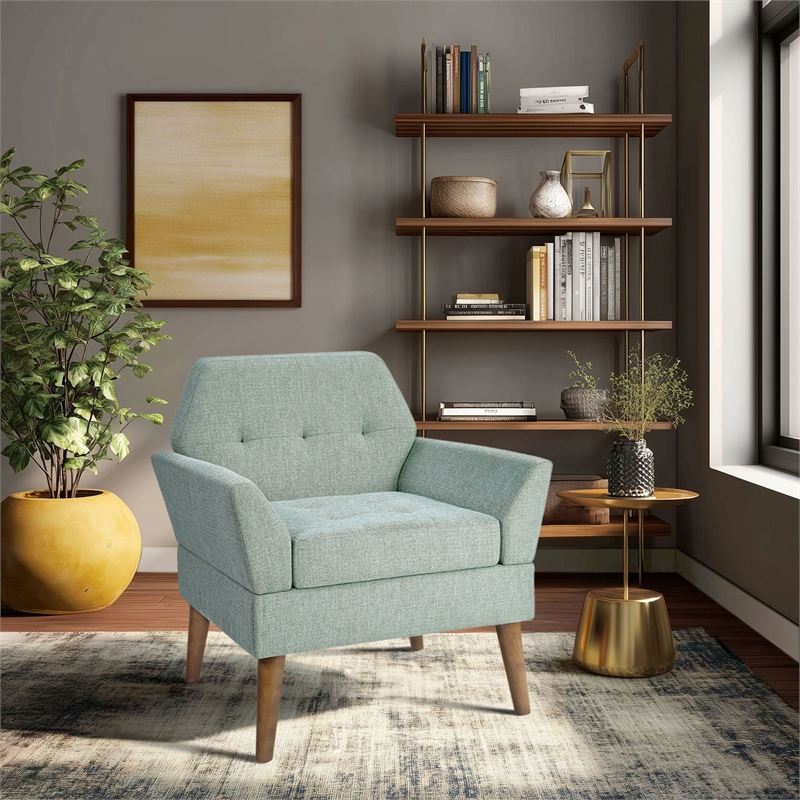 Olliix 510 Design One Size Wood Accent Chair in Teal