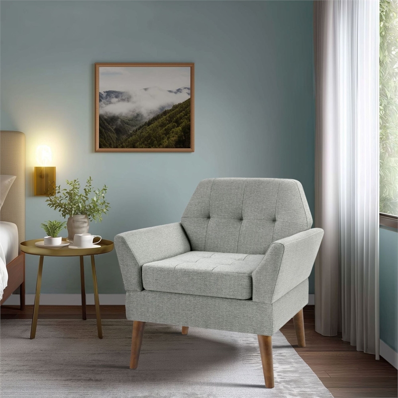 Olliix 510 Design One Size Wood Accent Chair in Gray