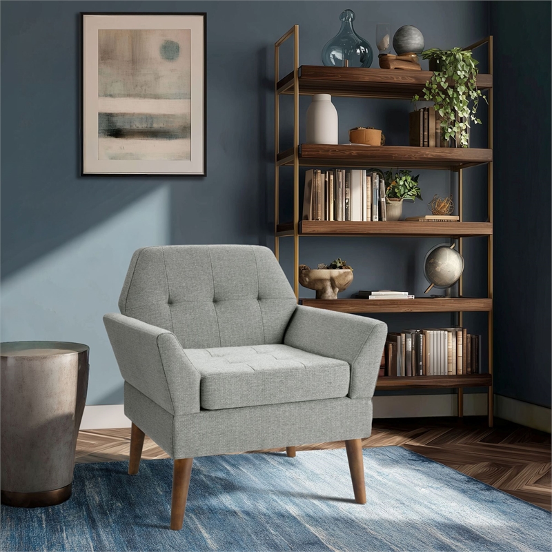 Olliix 510 Design One Size Wood Accent Chair in Gray
