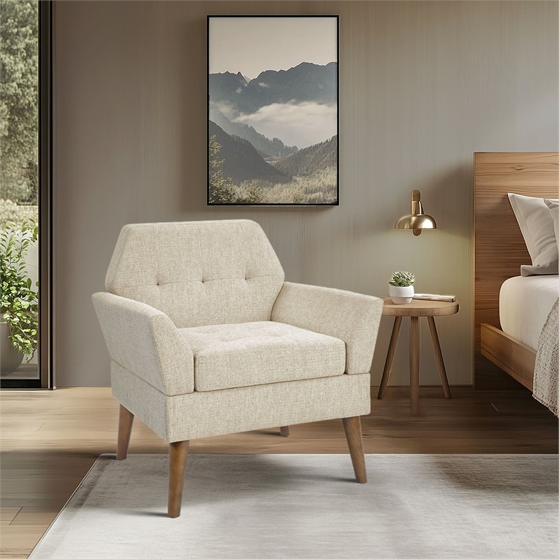 Olliix 510 Design One Size Wood Accent Chair in Beige