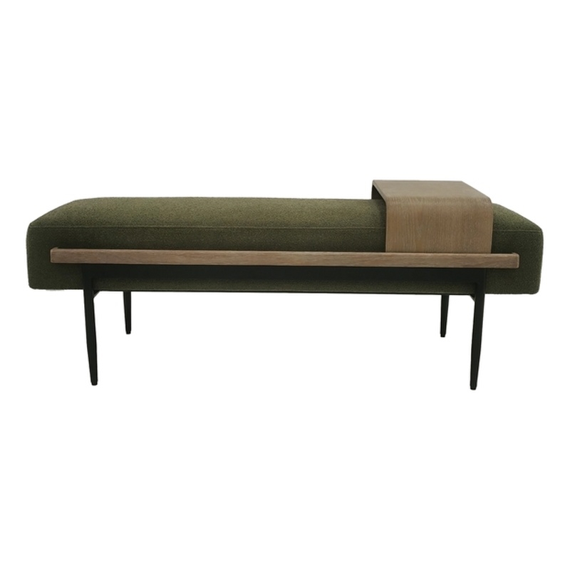 Olliix Chapel Hill One Size Plywood Ottoman in Green
