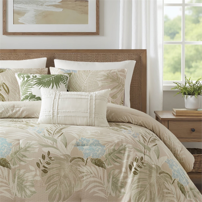 Olliix Harbor House Blue King Cotton Comforter Set in Taupe