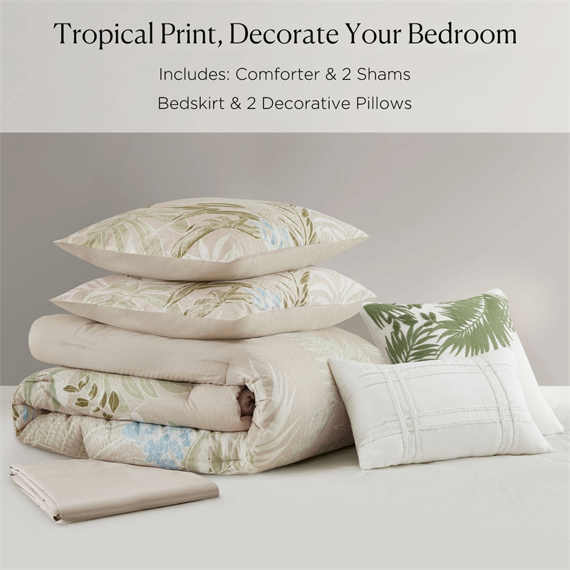 Olliix Harbor House Blue King Cotton Comforter Set in Taupe